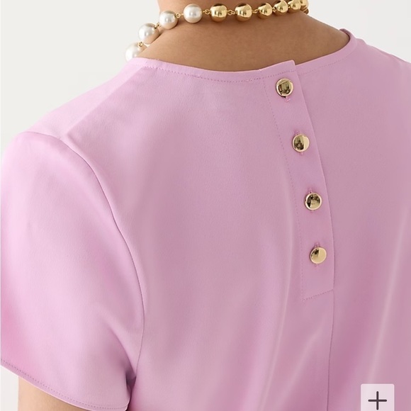 J crew ivory Short-sleeve button-back top in everyday crepe - Picture 2 of 4